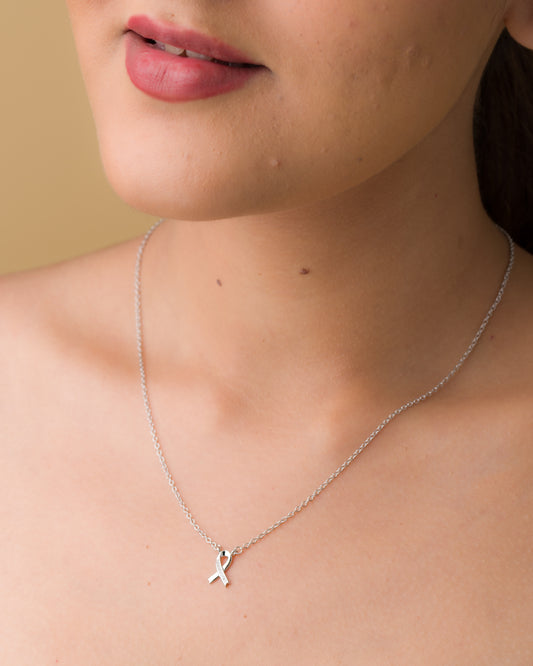 Ribbon Zircon Pendant Chain - 925 Silver