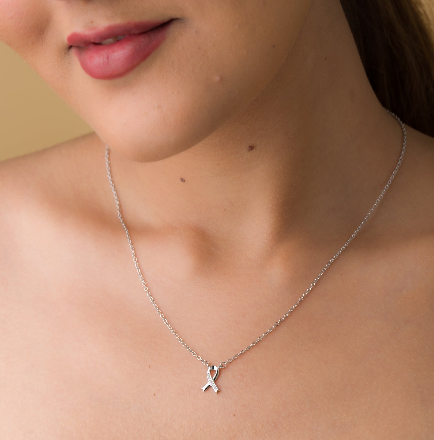 Ribbon Zircon Pendant Chain - 925 Silver