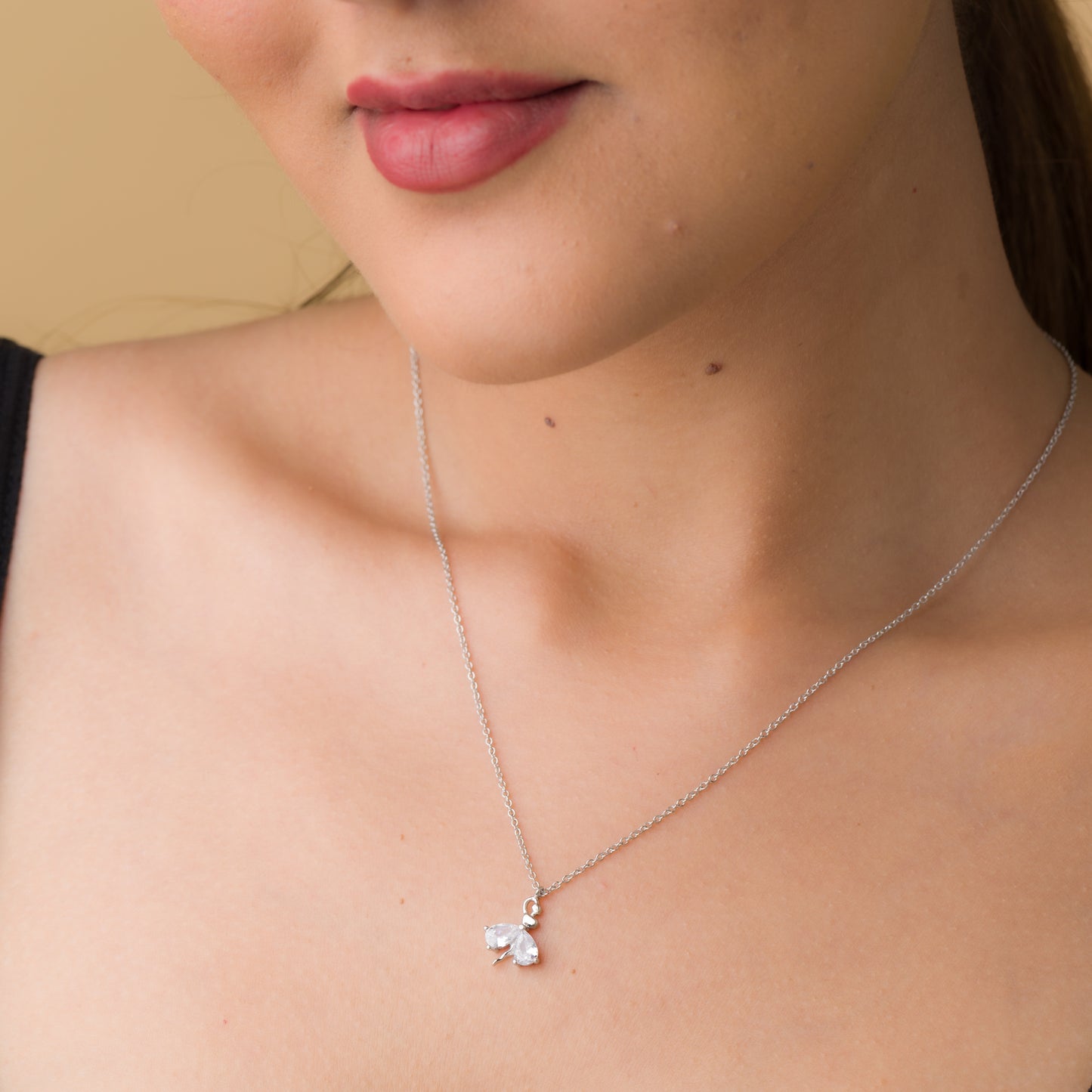 Dancing Doll Zircon Pendant Chain - 925 Silver