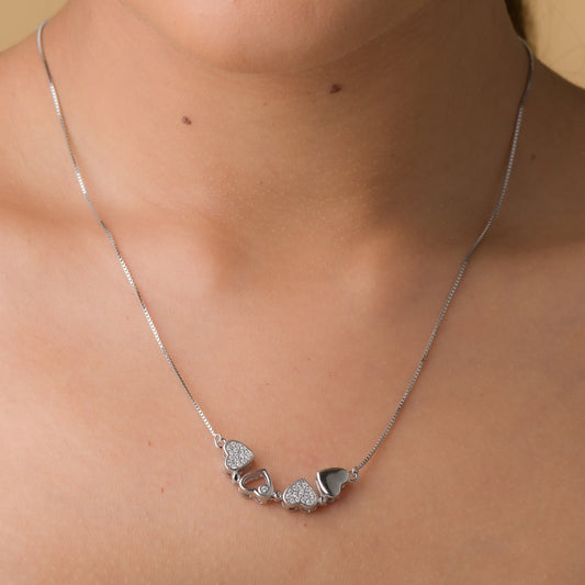 Magnetic Heart Clover Pendant Chain - 925 Silver