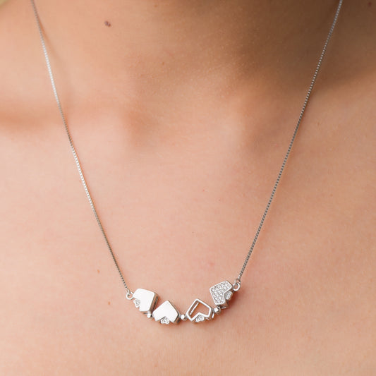Hearts Clover Pendant Chain - 925 Silver
