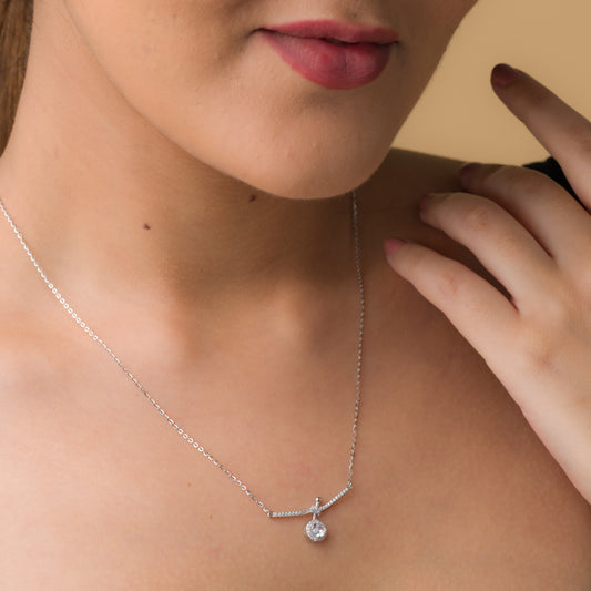Anchor Zircon Pendant Chain - 925 Silver