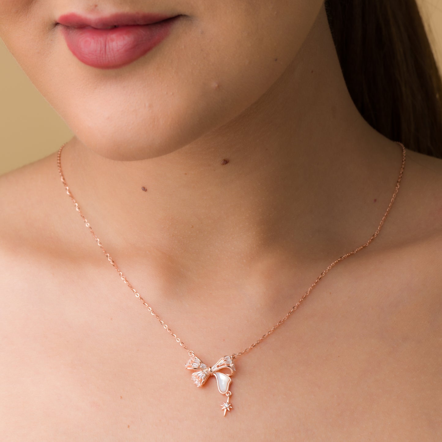 Baguette Bow Pendant Chain - 925 Silver