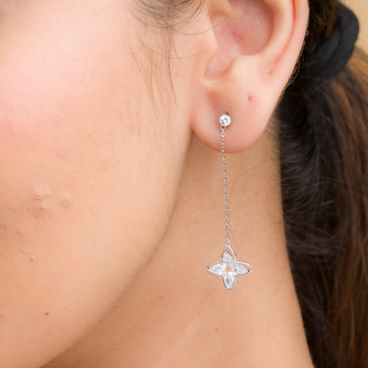 Star Zircon Dangler Earrings - 925 Silver