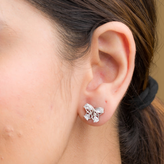 Butterfly Stud Earrings - 925 Silver