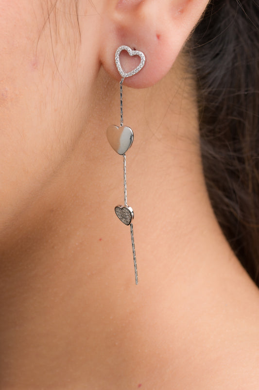 Triple Heart Dangler Earring - 925 Silver