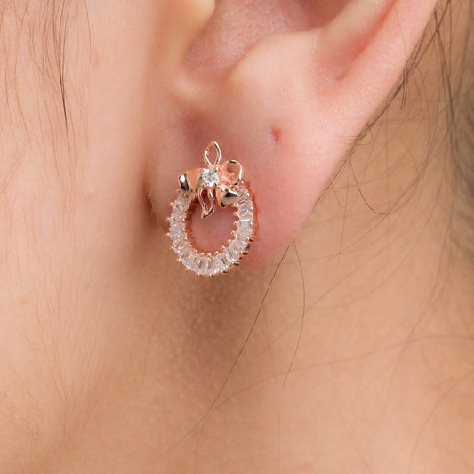 Baguette Flower Zircon Earrings - 925 Silver