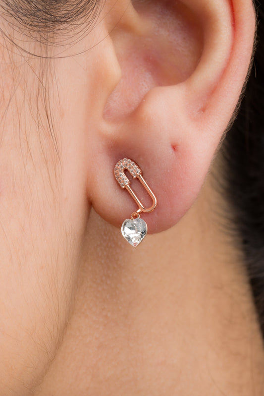 Chain Link ZIrcon Drop Earrings - 925 Silver