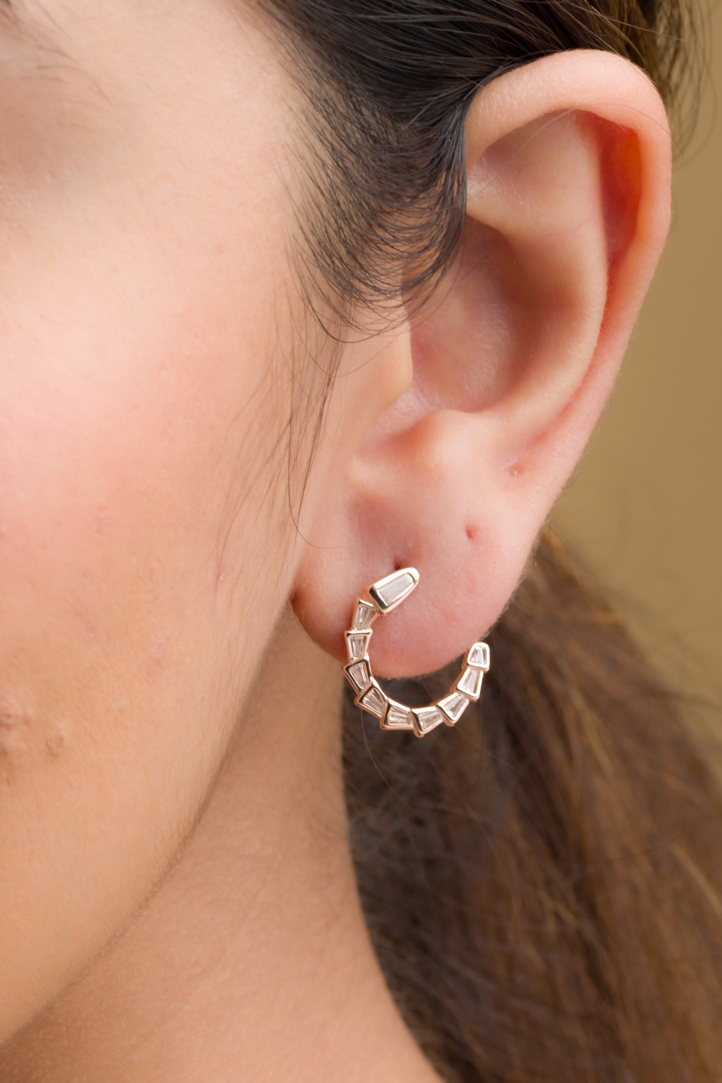 Baguette Snake Hoop Earrings - 925 Silver
