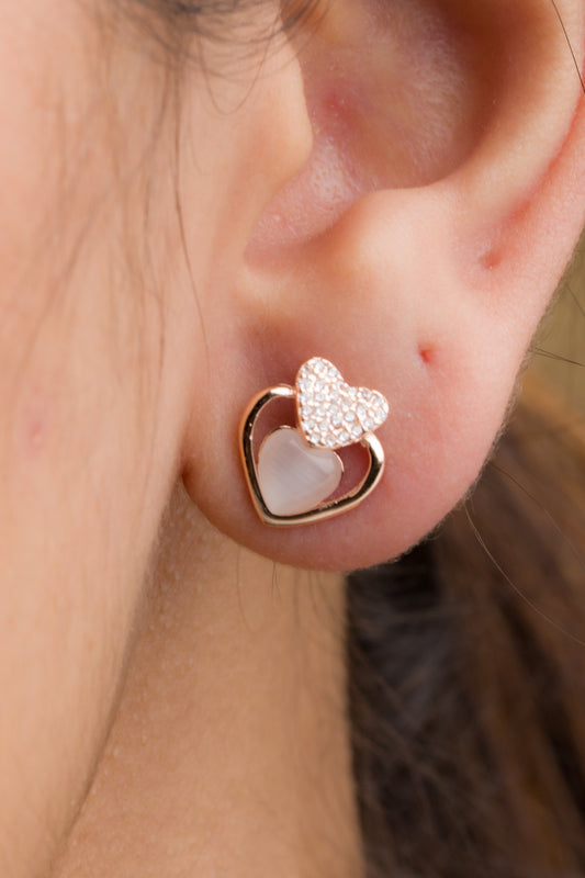 Heart-o-Heart Stud Earrings - 925 Silver