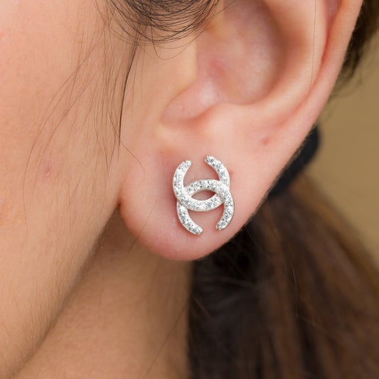 Loop Zircon Stud Earrings - 925 Silver