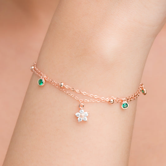 Flower Charms Bracelet - 925 Silver