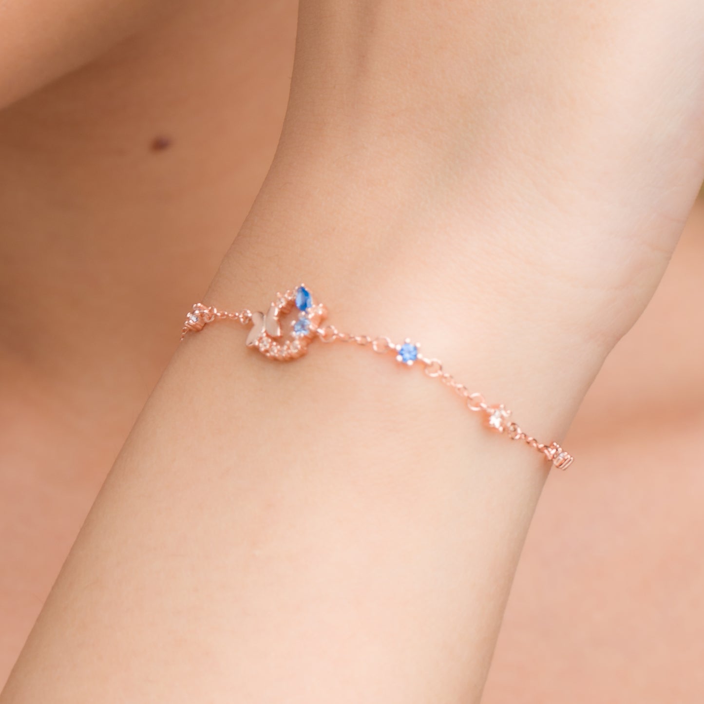 Crystal Butterfly Zircon Bracelet - 925 Silver