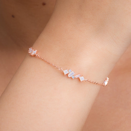 Elegant Forsted Crystal Bracelet - 925 Silver