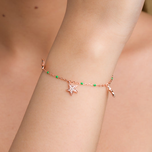 Trio Star Charms Bracelet - 925 Silver