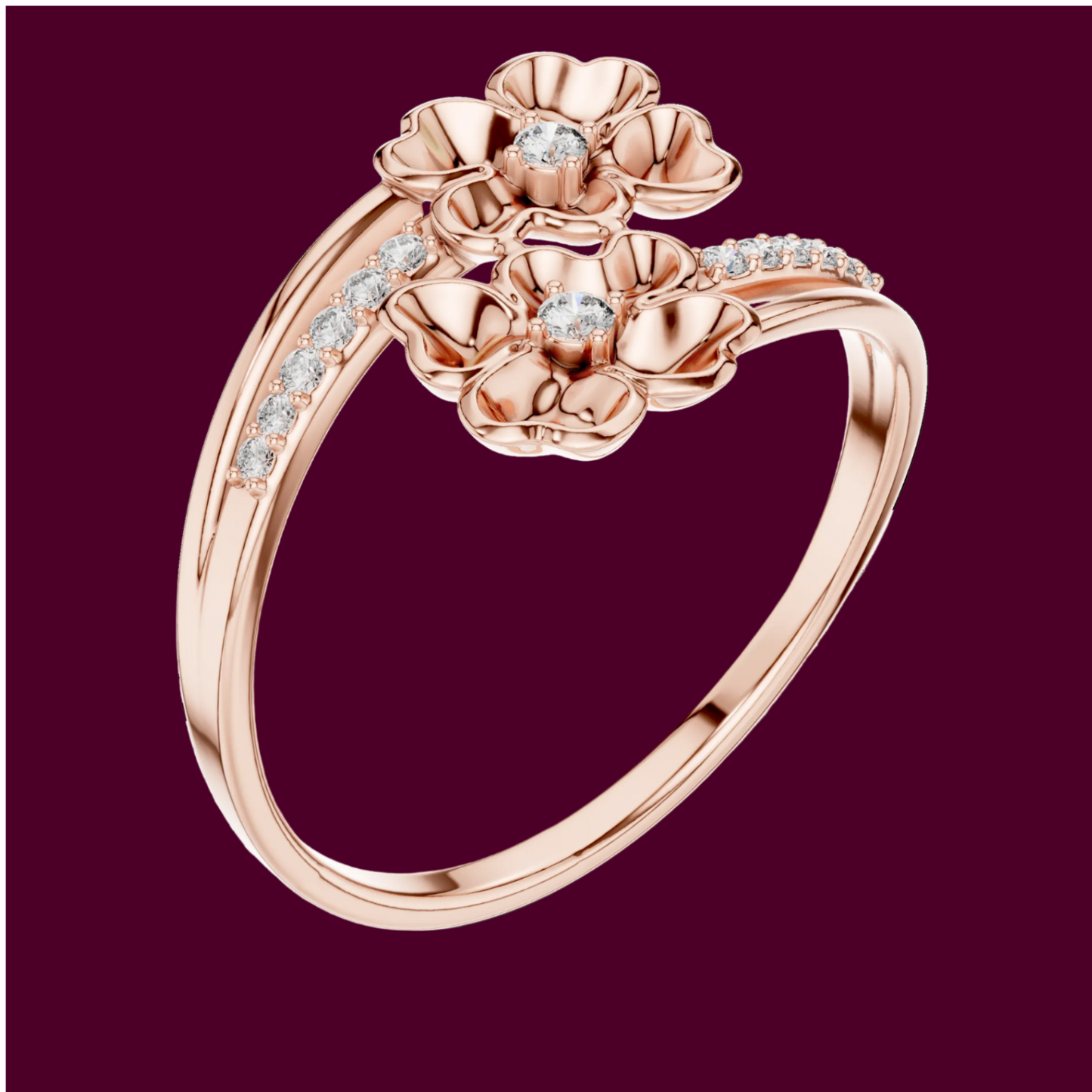 Lovely Flowers Diamond Ring