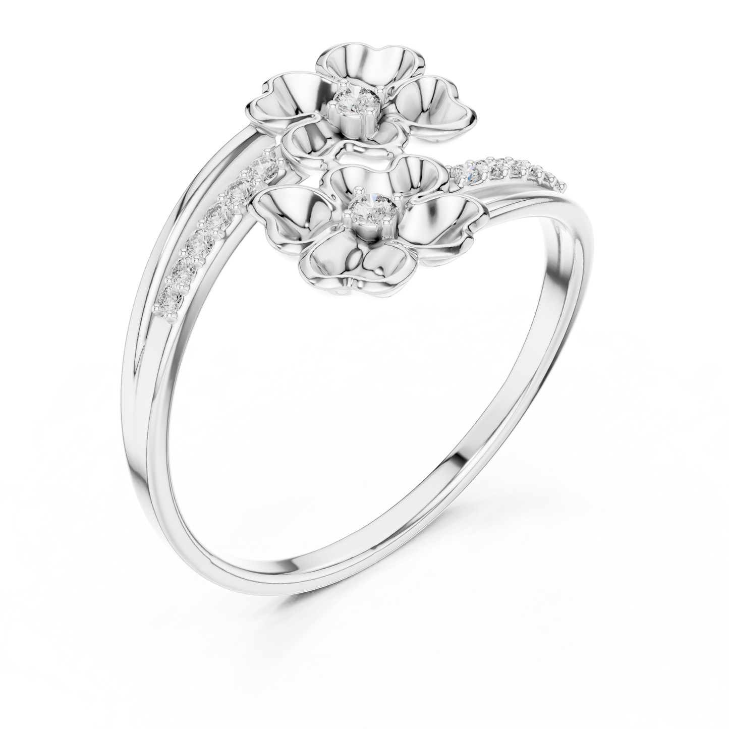 Lovely Flowers Diamond Ring