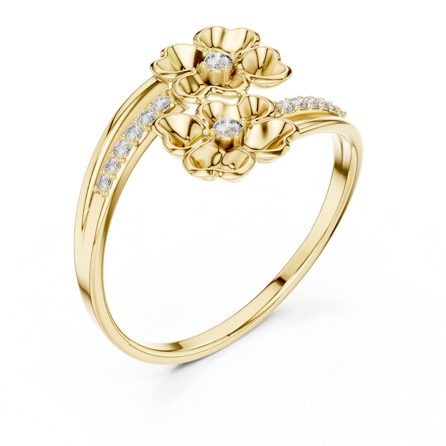 Lovely Flowers Diamond Ring