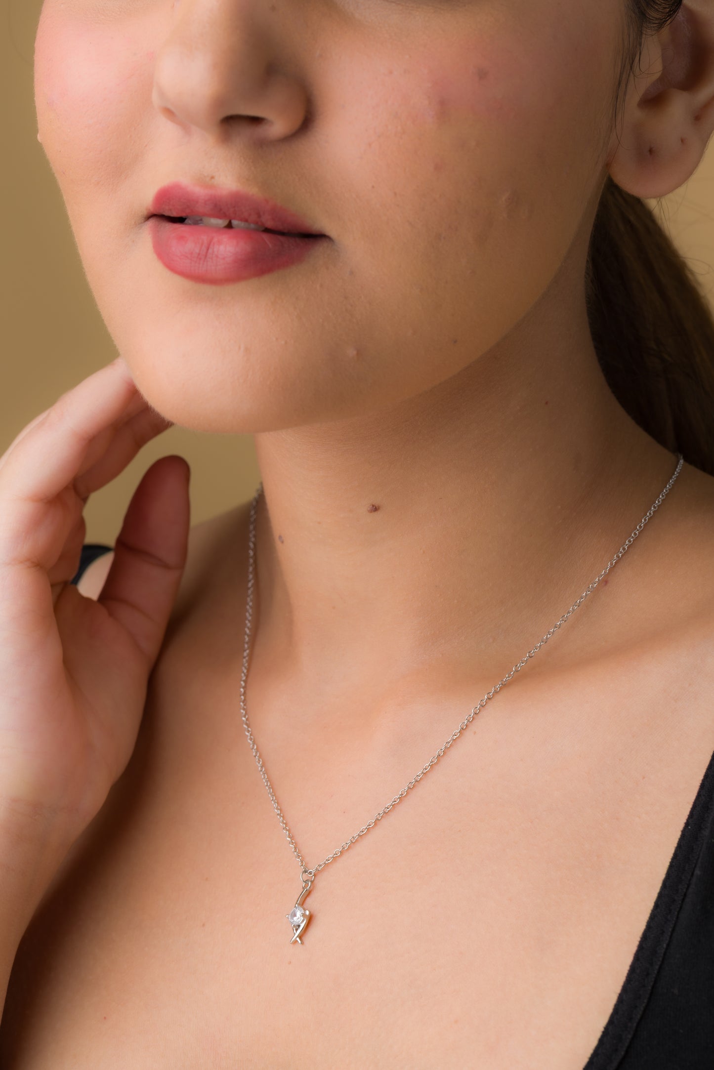 Elegant Zircon Pendant Chain - 925 Silver