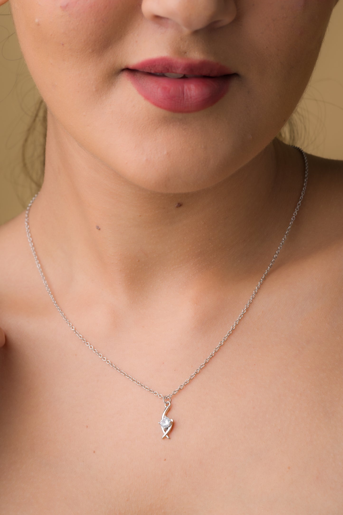 Elegant Zircon Pendant Chain - 925 Silver