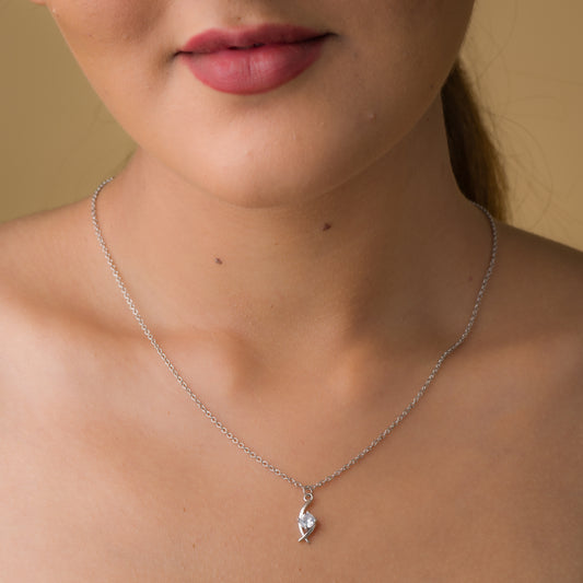 Elegant Zircon Pendant Chain - 925 Silver
