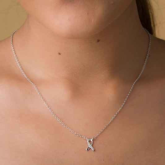 Ribbon Zircon Pendant Chain - 925 Silver