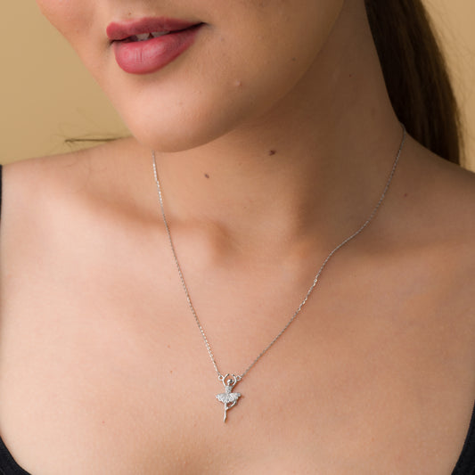 Dancing Ballerina Pendant Chain - 925 Silver