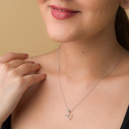 Little Butterfly Zircon Pendant Chain - 925 Silver