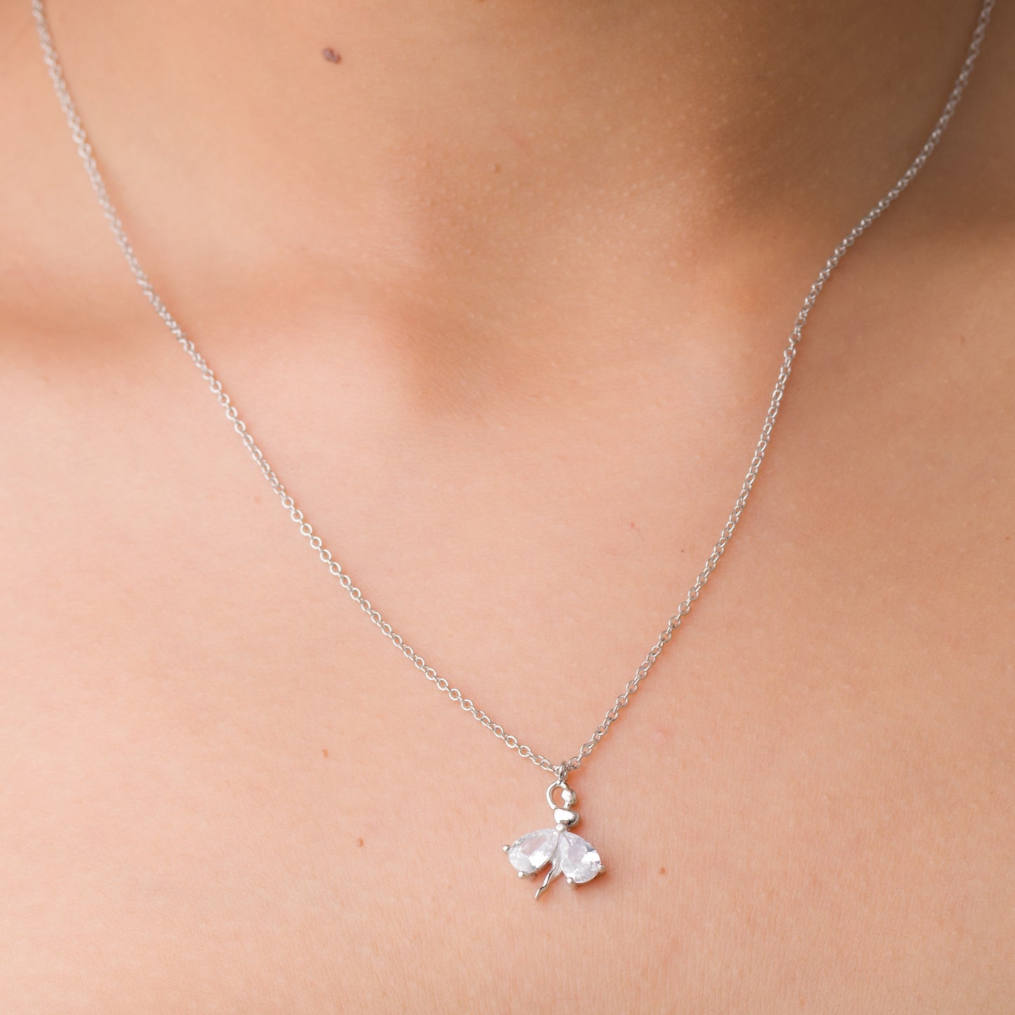 Dancing Doll Zircon Pendant Chain - 925 Silver