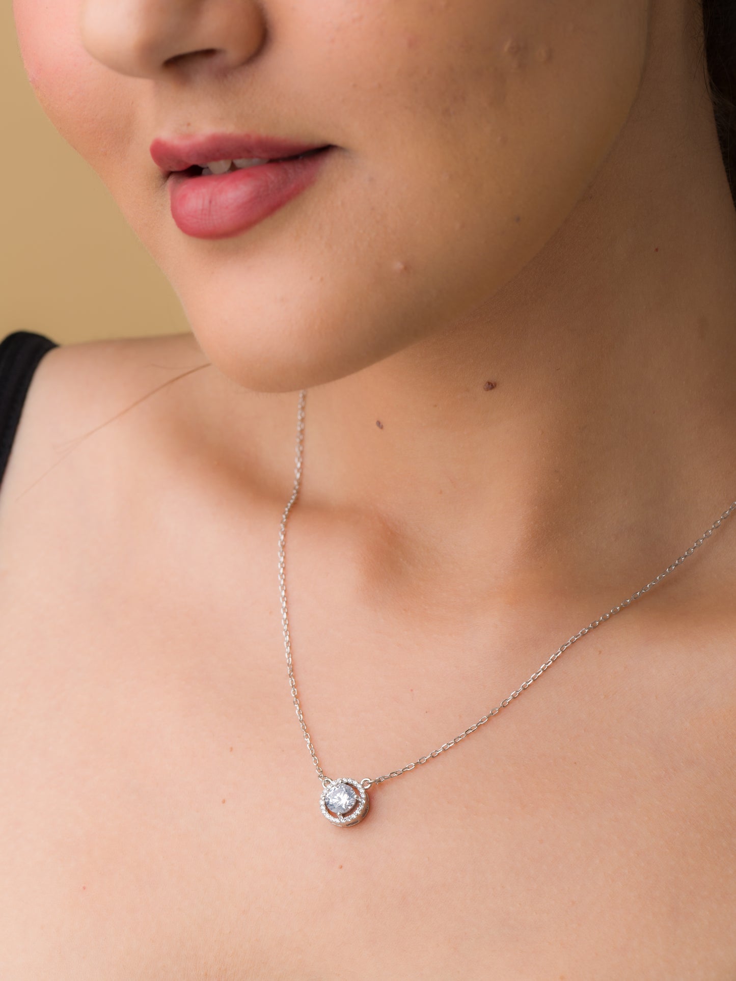 Solitaire Zircon Pendant Chain - 925 Silver