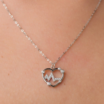 Lifeline Heart Zircon Pendant Chain - 925 Silver