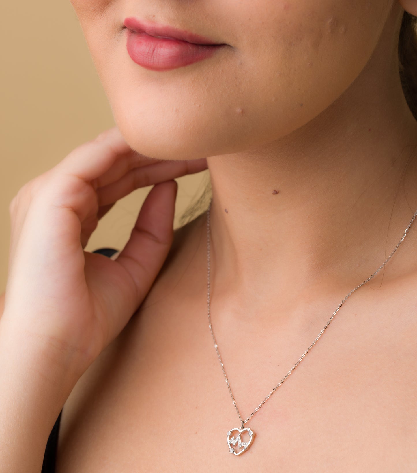 Lifeline Heart Zircon Pendant Chain - 925 Silver