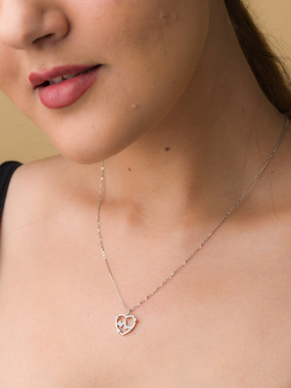 Lifeline Heart Zircon Pendant Chain - 925 Silver