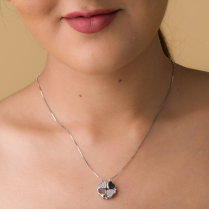 Magnetic Heart Clover Pendant Chain - 925 Silver
