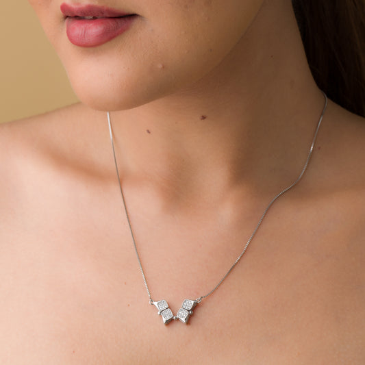 Magnetic Flower Zircon Pendant Chain - 925 Silver