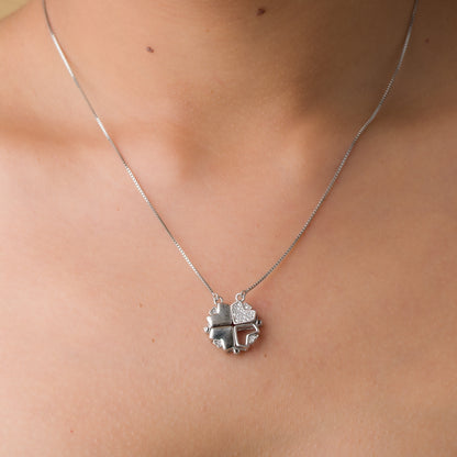 Hearts Clover Pendant Chain - 925 Silver