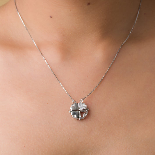 Hearts Clover Pendant Chain - 925 Silver