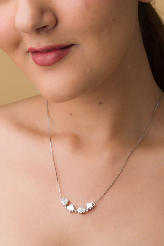 Magnetic Zircon Clover Pendant Chain - 925 Silver