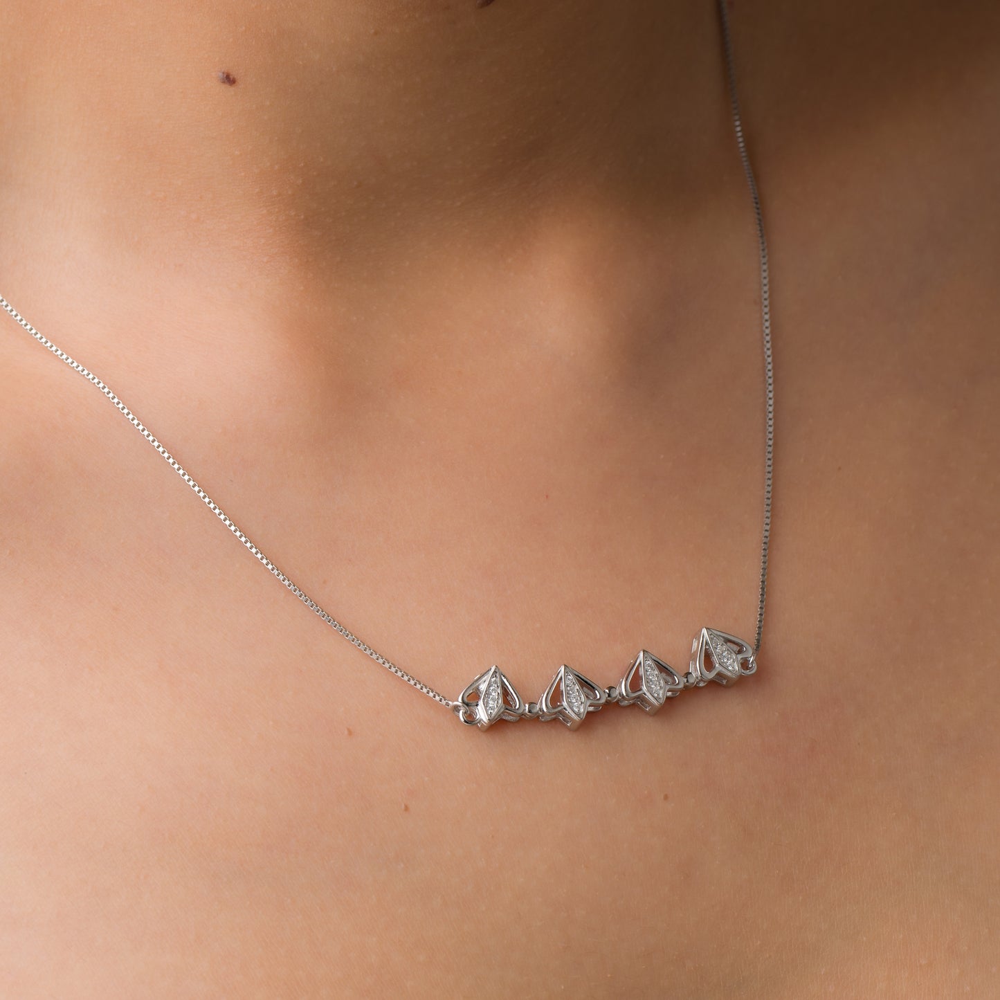Flower Heart Fusion Pendant Chain - 925 Silver