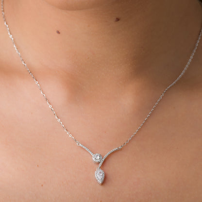 Pears Shaped Zircon Pendant Chain - 925 Silver