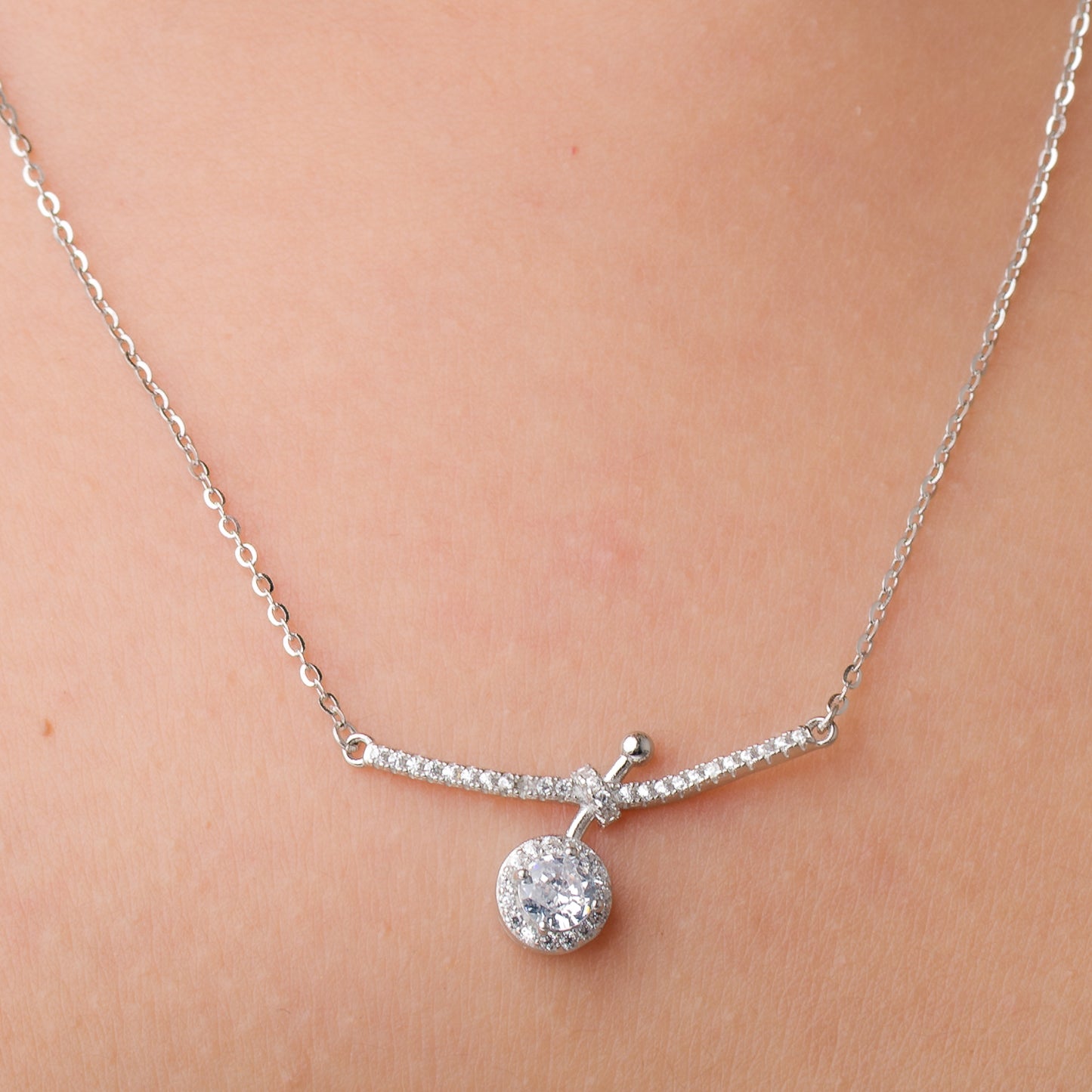 Anchor Zircon Pendant Chain - 925 Silver