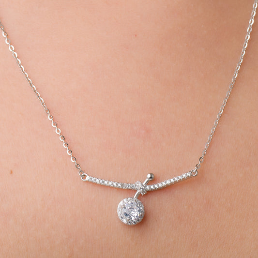 Anchor Zircon Pendant Chain - 925 Silver