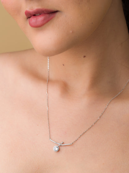 Anchor Zircon Pendant Chain - 925 Silver