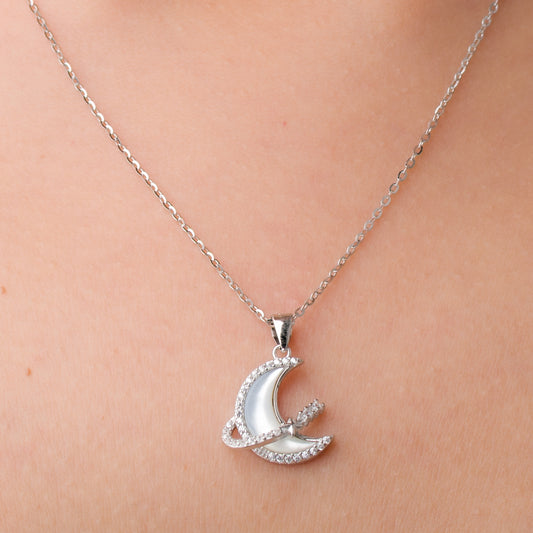 Moon Pendant Chain - 925 Silver