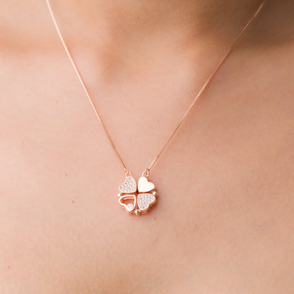 Magnetic Heart Clover Pendant Chain - 925 Silver