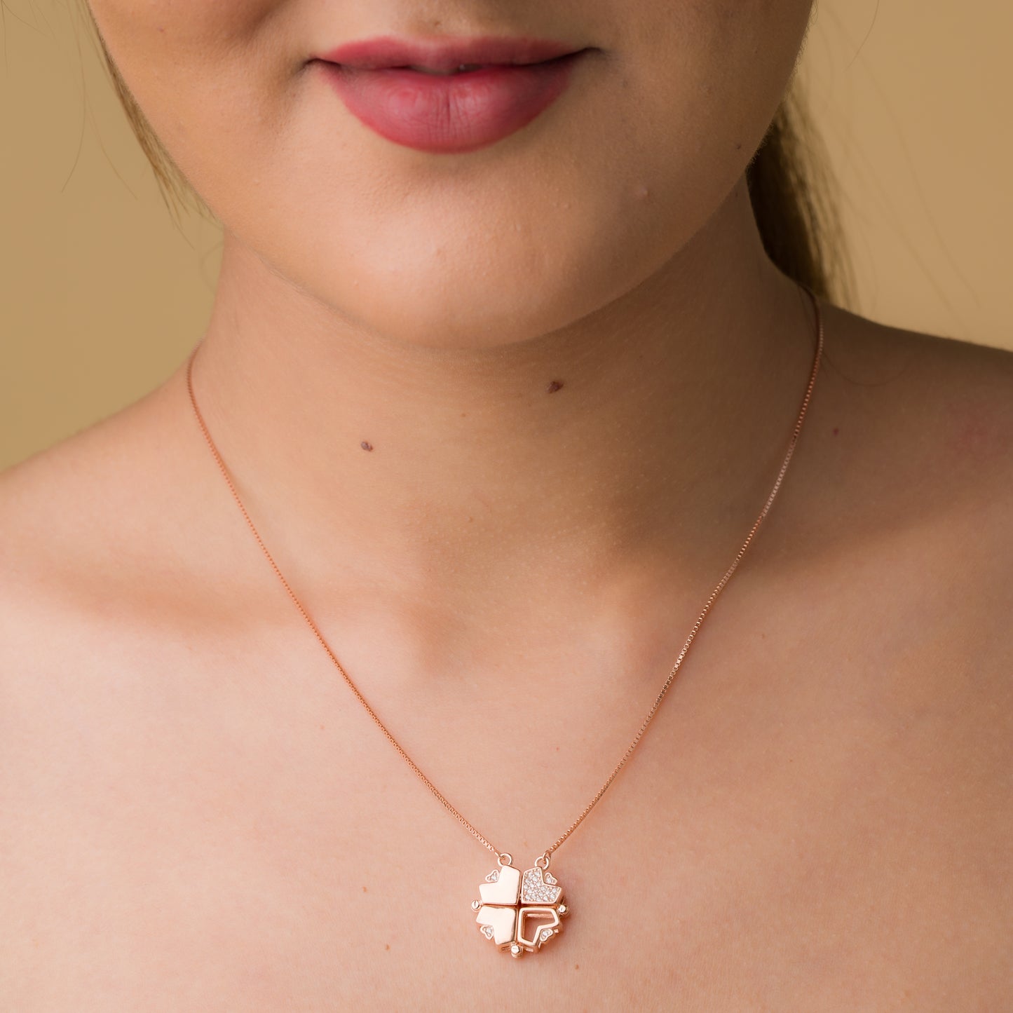 Hearts Clover Pendant Chain - 925 Silver