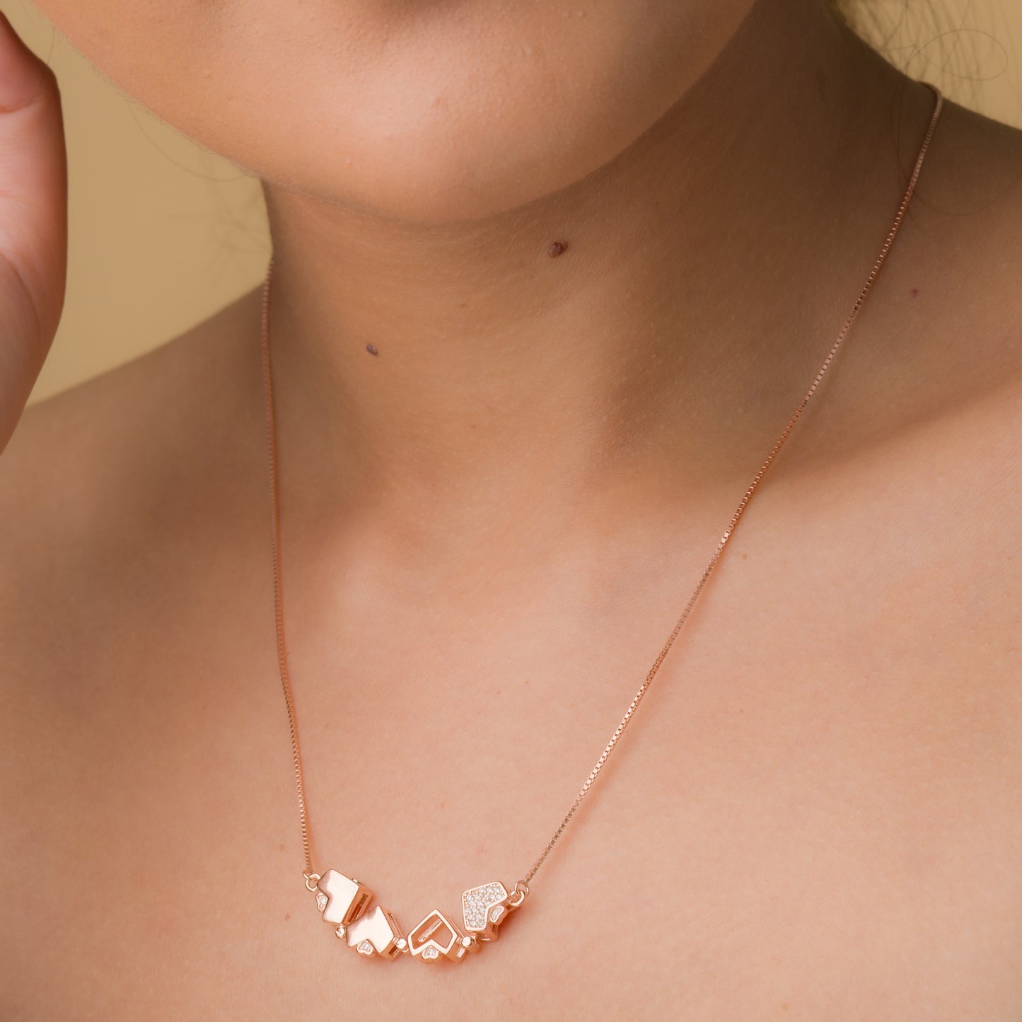 Hearts Clover Pendant Chain - 925 Silver