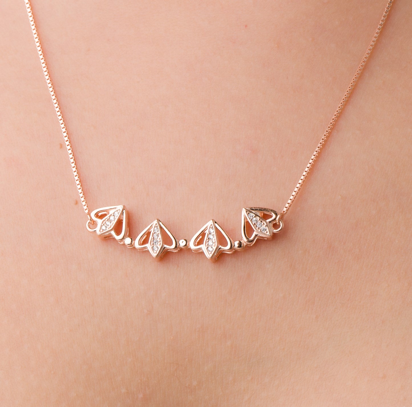 Flower Heart Fusion Pendant Chain - 925 Silver