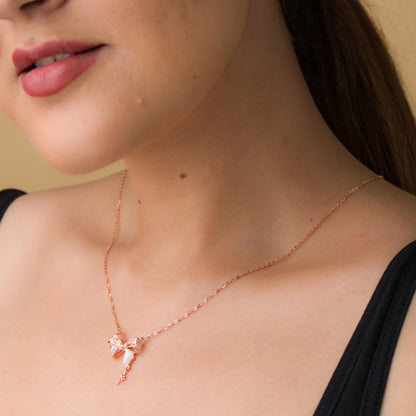 Baguette Bow Pendant Chain - 925 Silver
