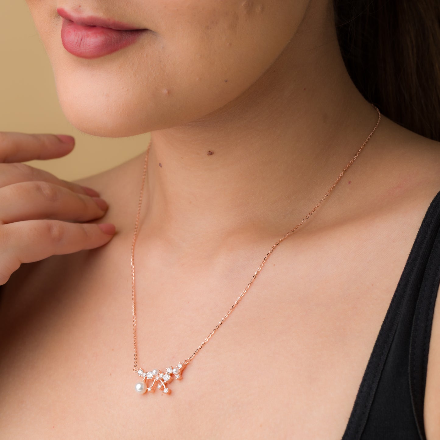 Pearl Zircon Fusion Pendant Chain - 925 Silver